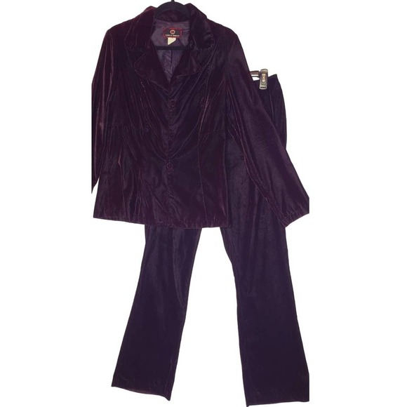 Born In America Dresses & Skirts - Vintage 90s Womens Purple Velvet Pant Suit Medium Large BIA Born In America Plum